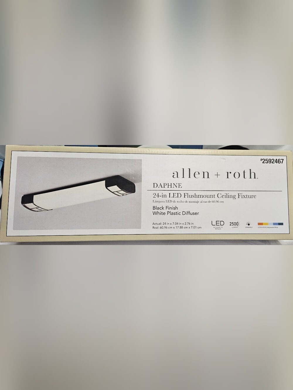 allen + roth Daphne 24-in LED Flushmount Ceiling Light - Black/White. #297.